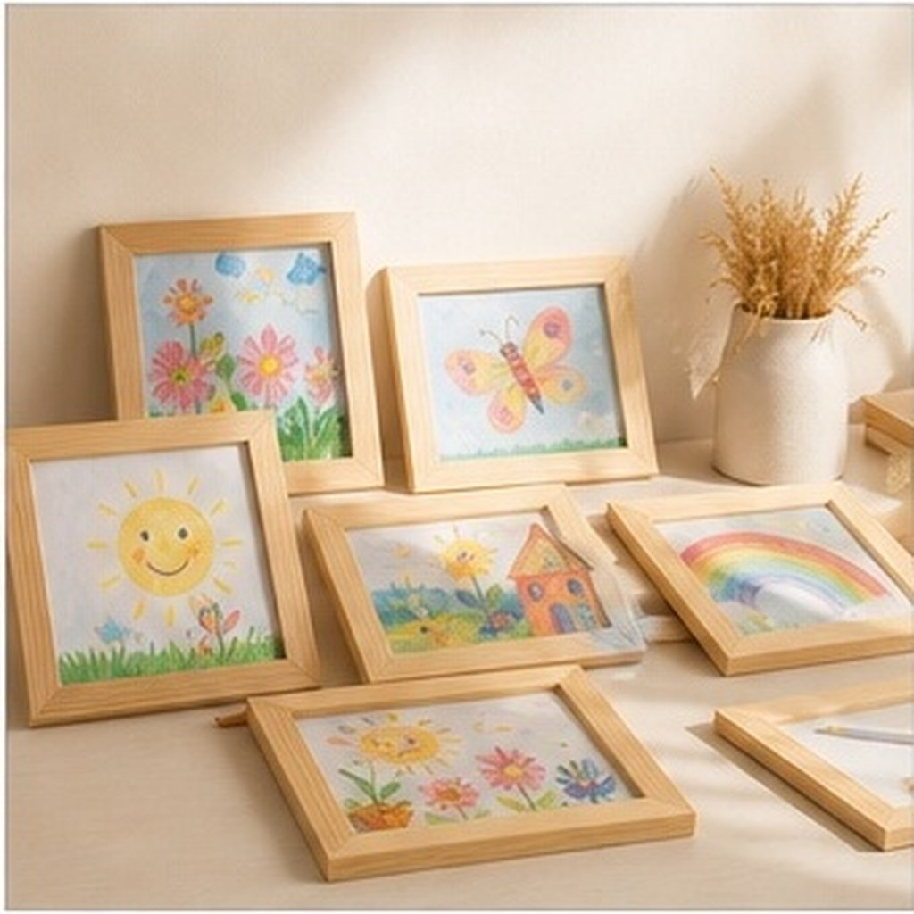 Art And Craft For Nursery - 6 cornici in legno massello, da